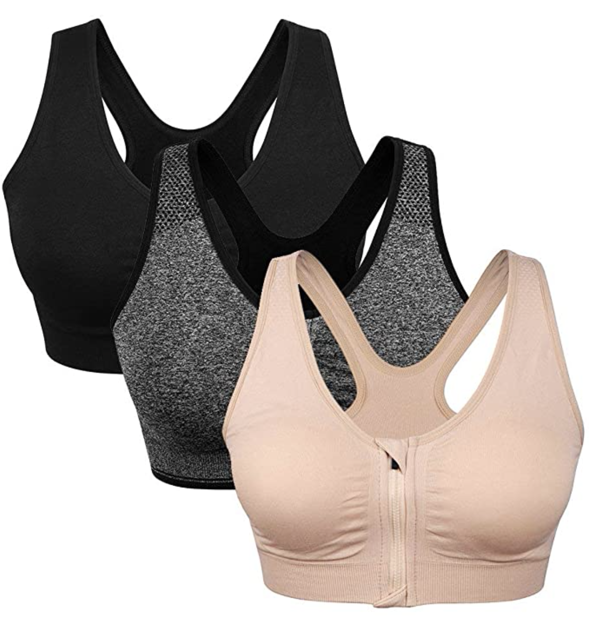 WANAYOU Women's Zip Front Sports Bra | Maternity Workout Clothes