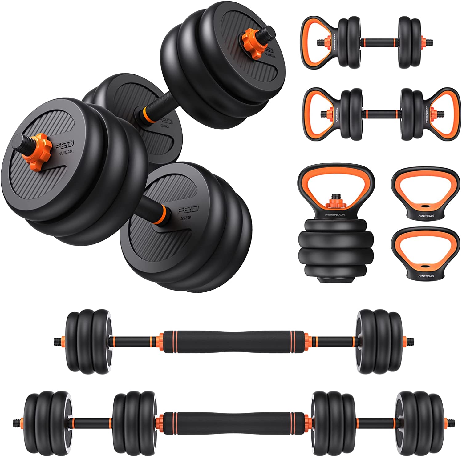 5 to 52.5 pounds grips Adjustable Dumbbells Weight Set Birthday New Year Gifts  Men Women Fitness Exercise Dumbbell Muscle Training Body Shaping GT