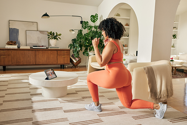 Woman working out at home