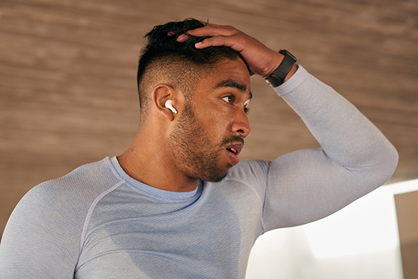 Man taking a break after a run