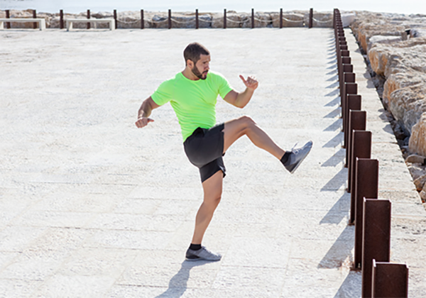 Man active stretching outside