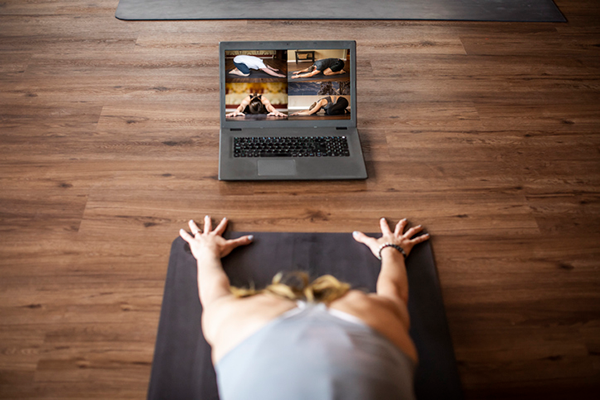 Woman doing yoga at home