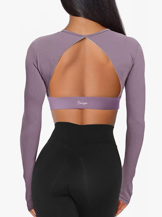  Workout Tops Long Sleeve Yoga Tops Open Back