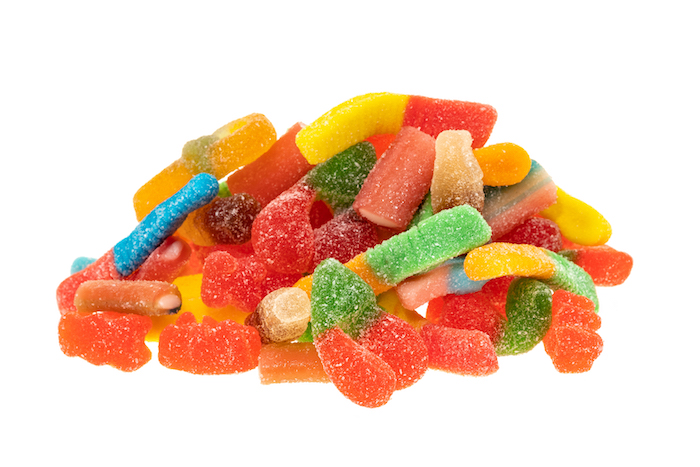 Isolated variety of gummy candies