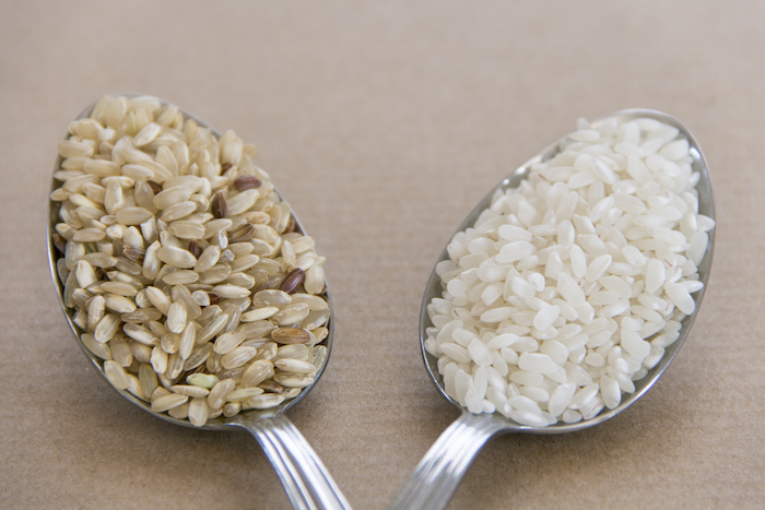 Spoonfuls of Brown and White Rice