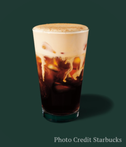 Glass of Pumpkin Cream Cold Brew | Starbucks Fall Drinks