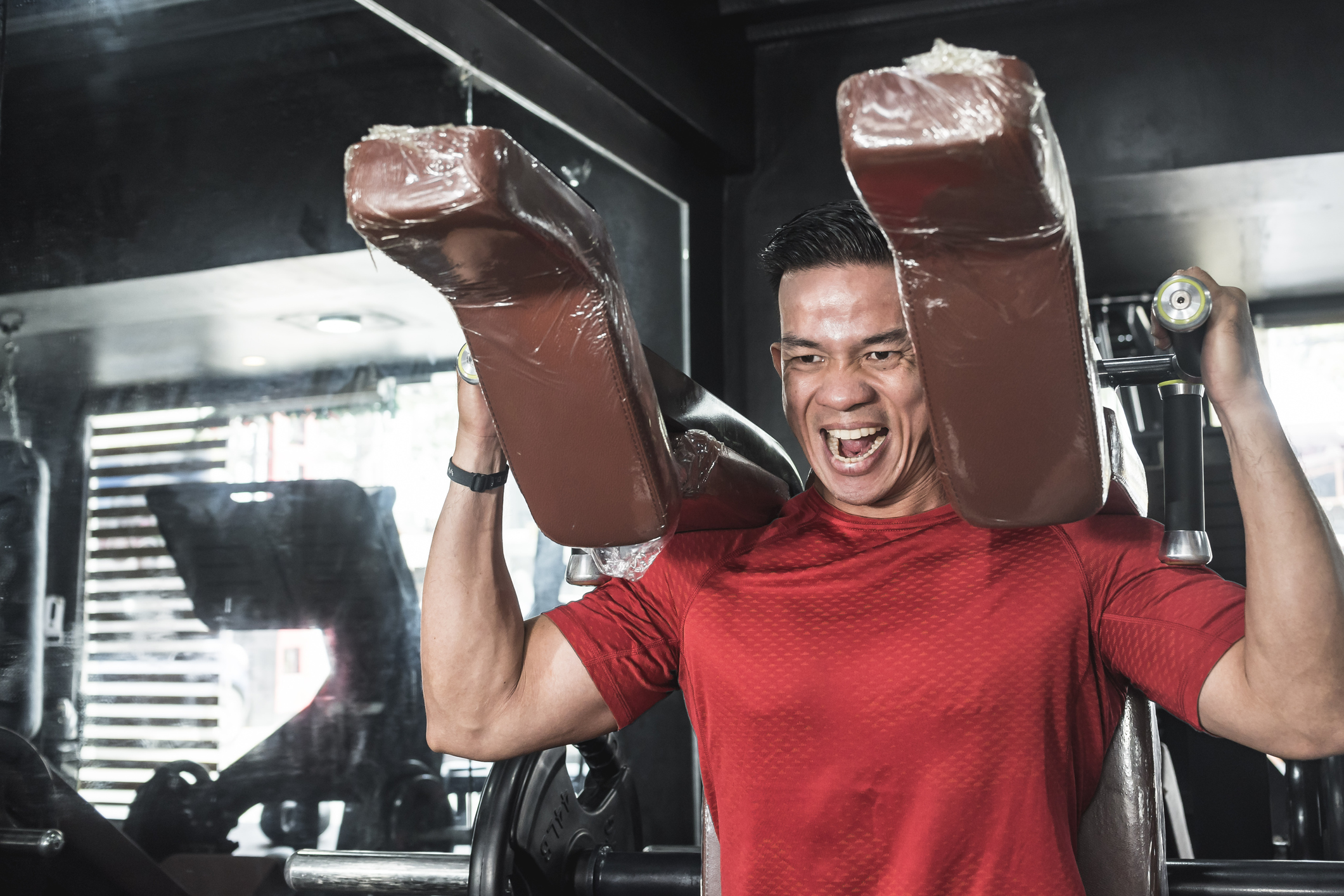 Man Yelling While Doing Exercise Machine | Grunting at the Gym