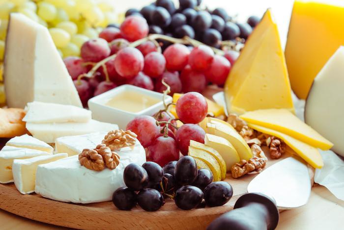 A variety of fruits and cheese There are no snacks of additive sugar