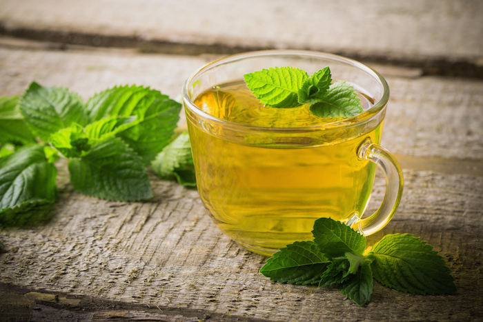 A cup of herbal tea with mint no added sugar snack