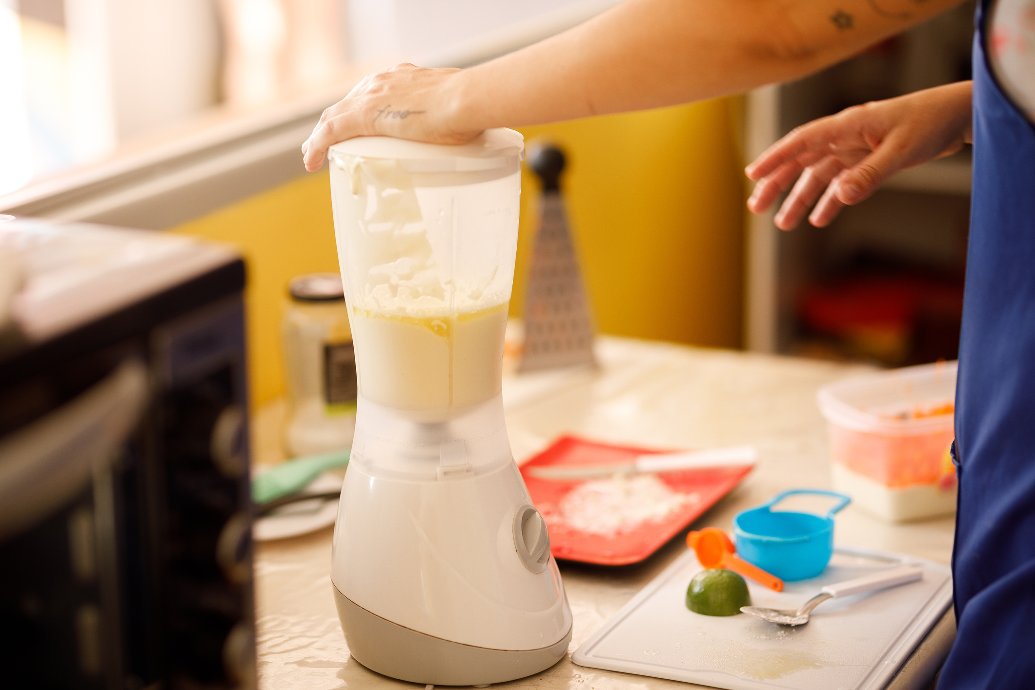 Tofu Being Blended into Puree | Types of Tofu