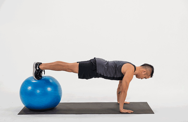 Man Does Stability Ball Decline Push Ups | Push Up Variations