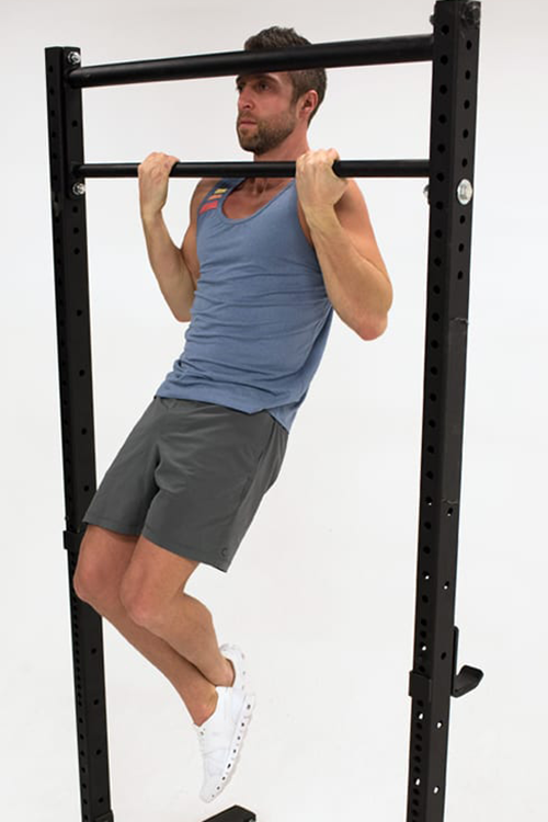 Man Does Isometric Chin Up Hold | Bodyweight Biceps Exercises