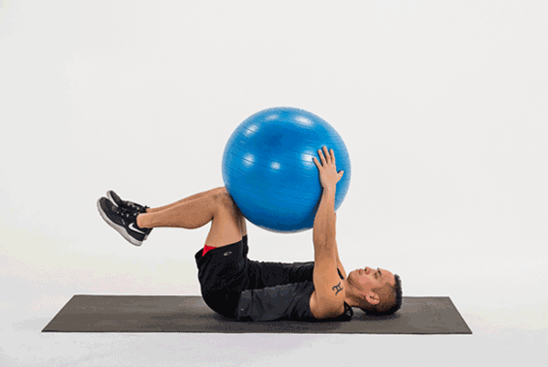 Gif of Man Doing Stability Ball Dead Bug | Dead Bug Exercise