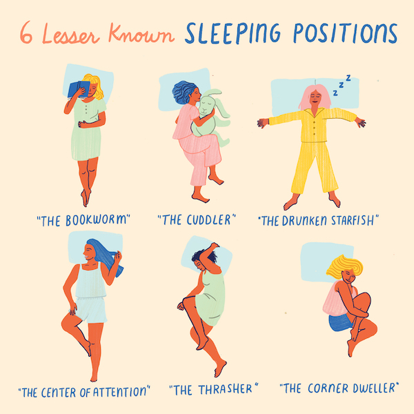 Cartoon Graphic of Lesser Known Sleep Position | Sleep Positions