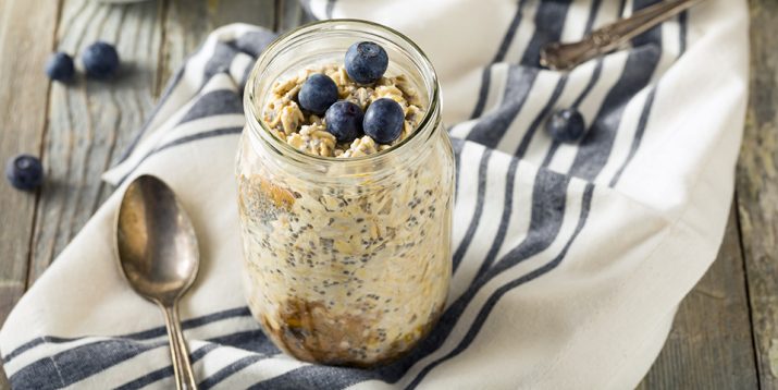 Blueberry Walnut Chocolate Caramel Brownie Overnight Oats | Beachbody