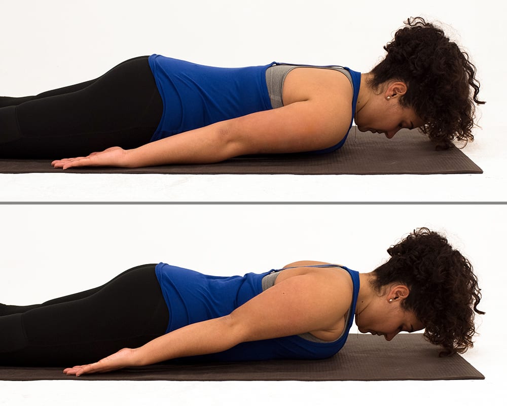 Woman Does Prone Scapular Retractions | Rotator Cuff Exercises