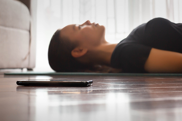 Person Meditates using Phone App | Phone Addiction