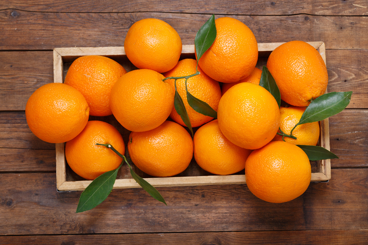 Overhead Shot of Box of Oranges | Healthiest Fruits