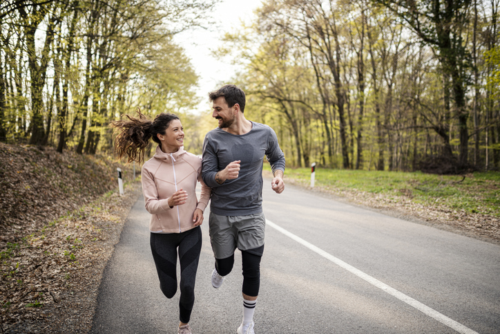 Couple Runs on Road Together | Walking vs Running