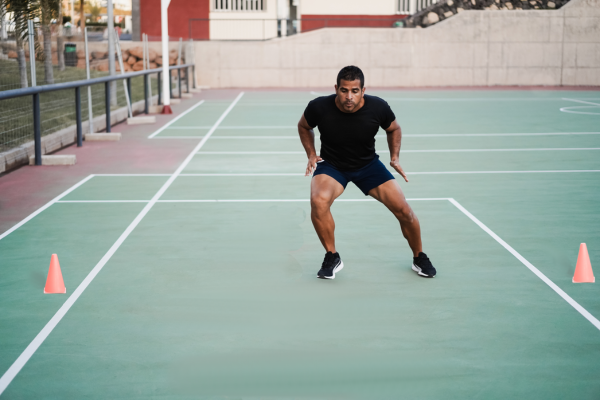 man doing side shuffle | Lateral Quickness