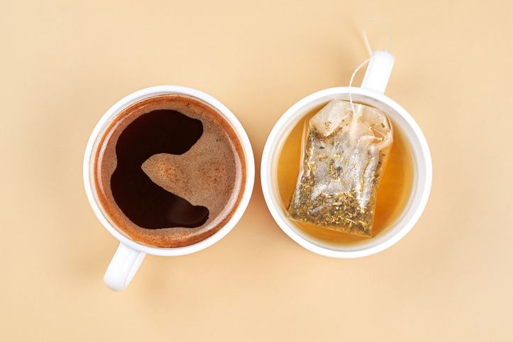 A cup of coffee and tea side by side How to make caffeine more effective