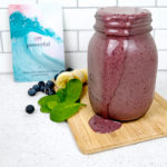 blueberry banana smoothie in mason jar