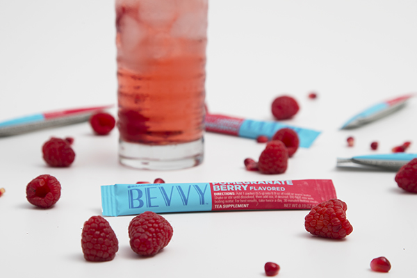 BEVVY stick pack with berries, iced beverage