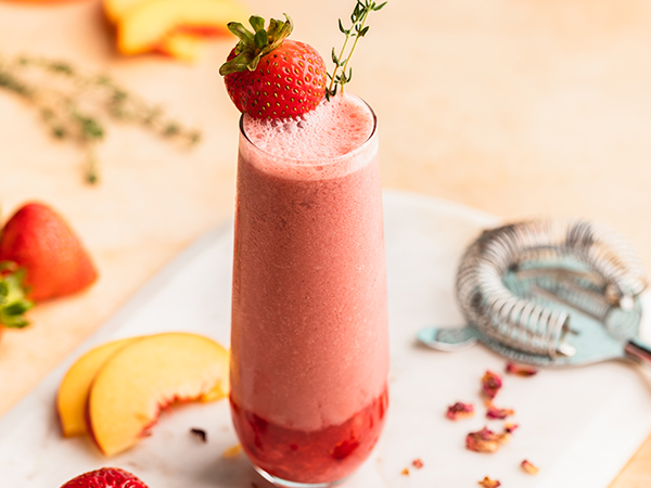 Frozen-Strawberry-Peach-Bellini in a glass