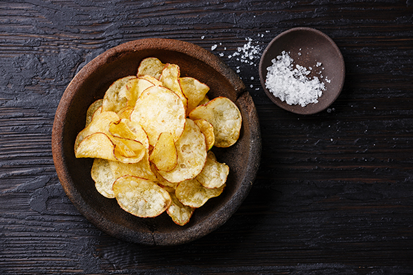 Potato chips in a bowl